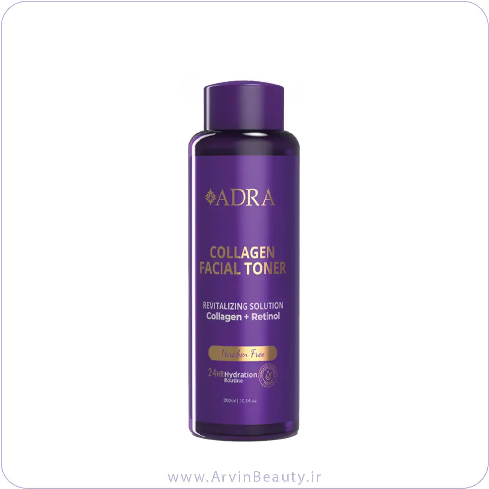 adara-facial-cleansing-toner-with-collagen-and-retinol تونر پاک کننده صورت آدرا حاوی کلاژن و رتینول حجم 300 میلیلیتر